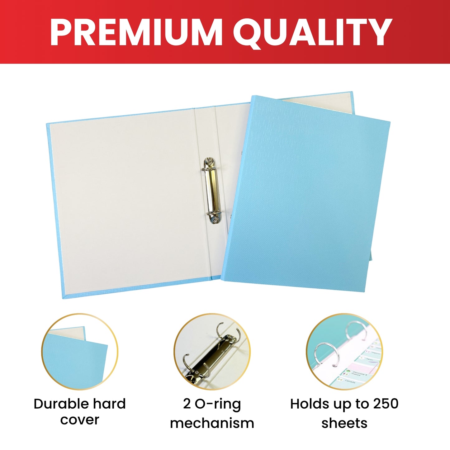 Pack of 8 A4 Assorted Pastel Coloured Paper Over Board Ring Binders by Janrax