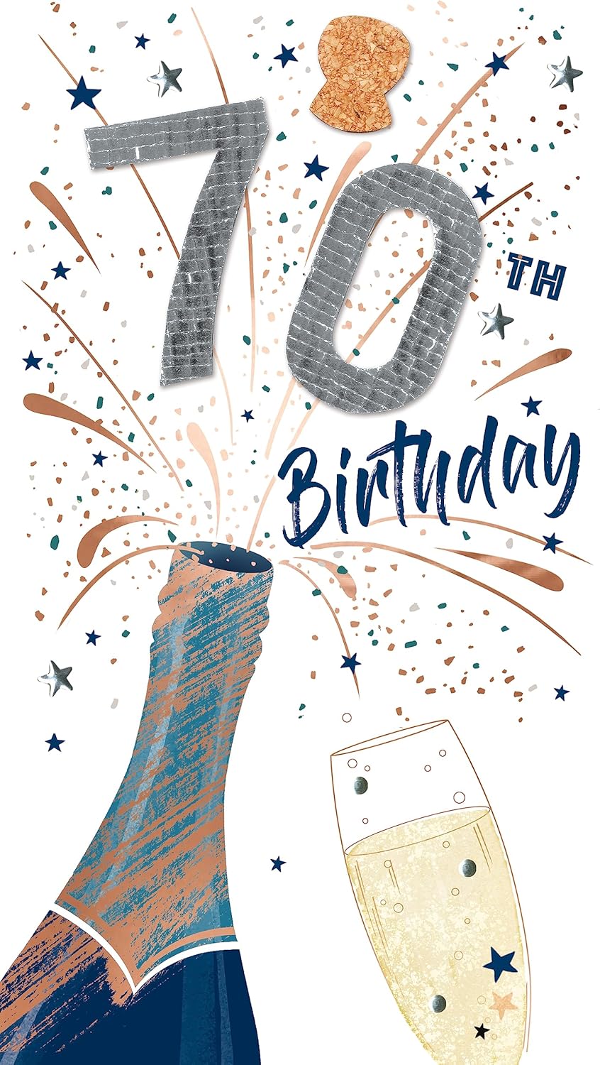 Embellished Fizz Popping 70th Birthday Card 