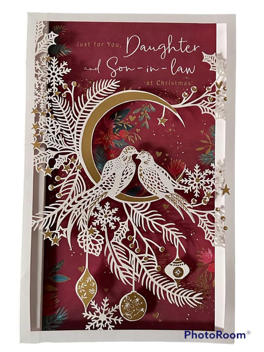 Daughter & Son In Law Christmas Card Laser cut two doves