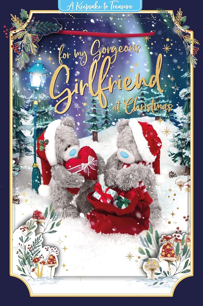 Bears With Sacks of Gifts For My Gorgeous Girlfriend 3D Christmas Keepsake Card