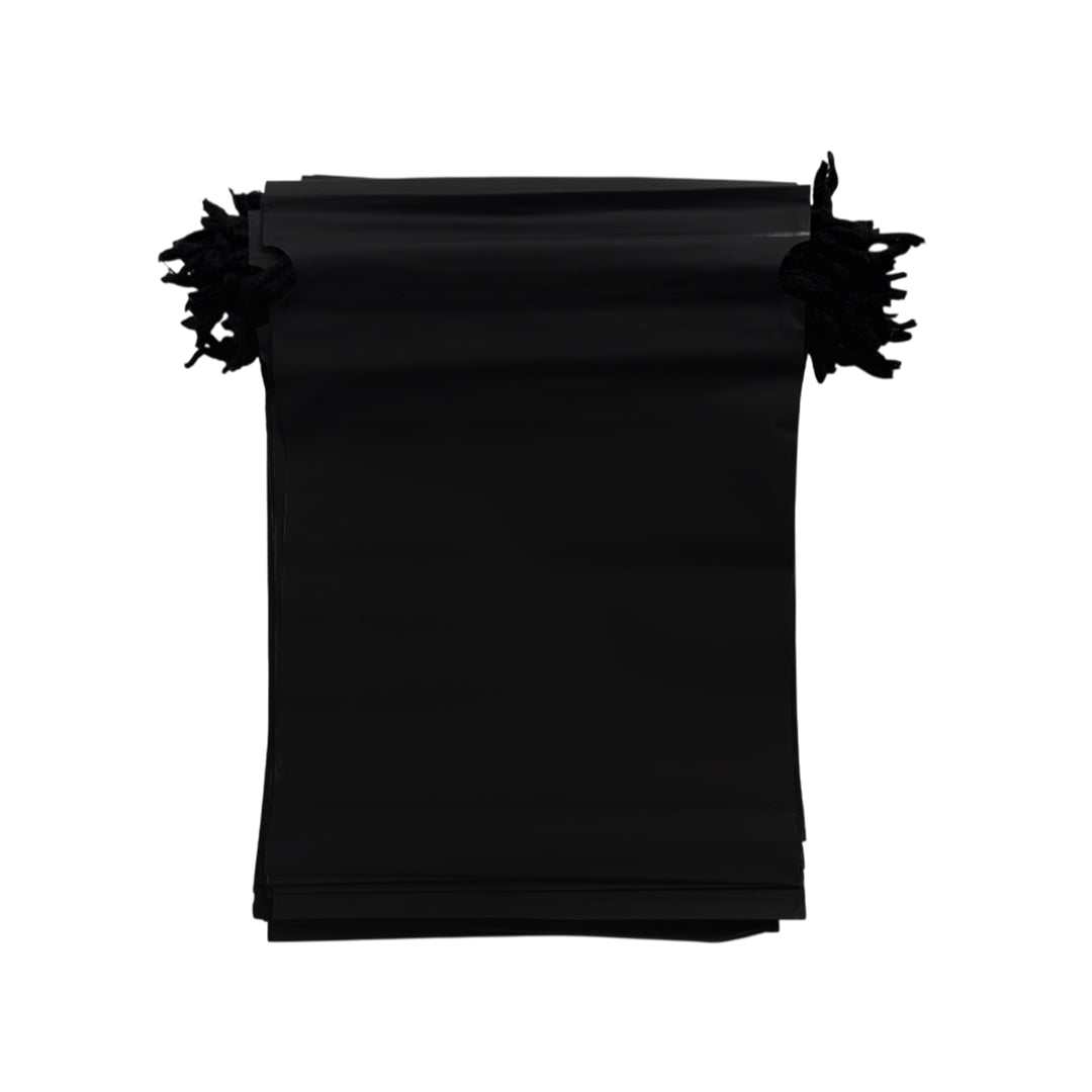 Pack of 100 Black Coloured 21x29cm PEVA Frosted Drawstring Bags