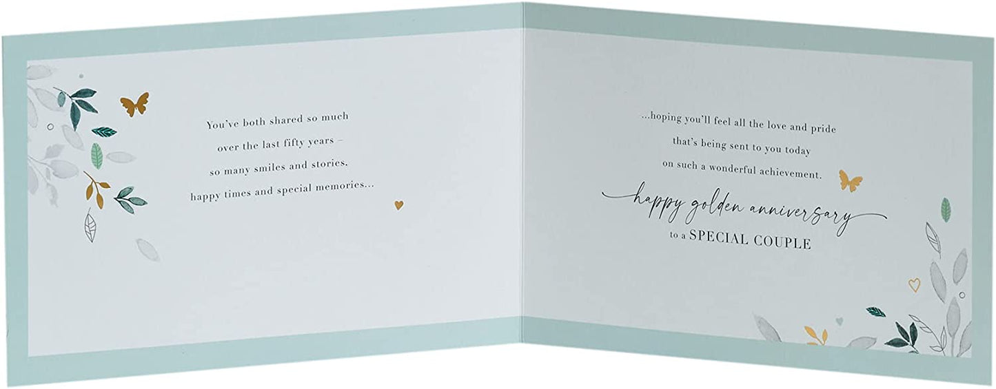 Leaves Design 50th Anniversary Card Golden Togather
