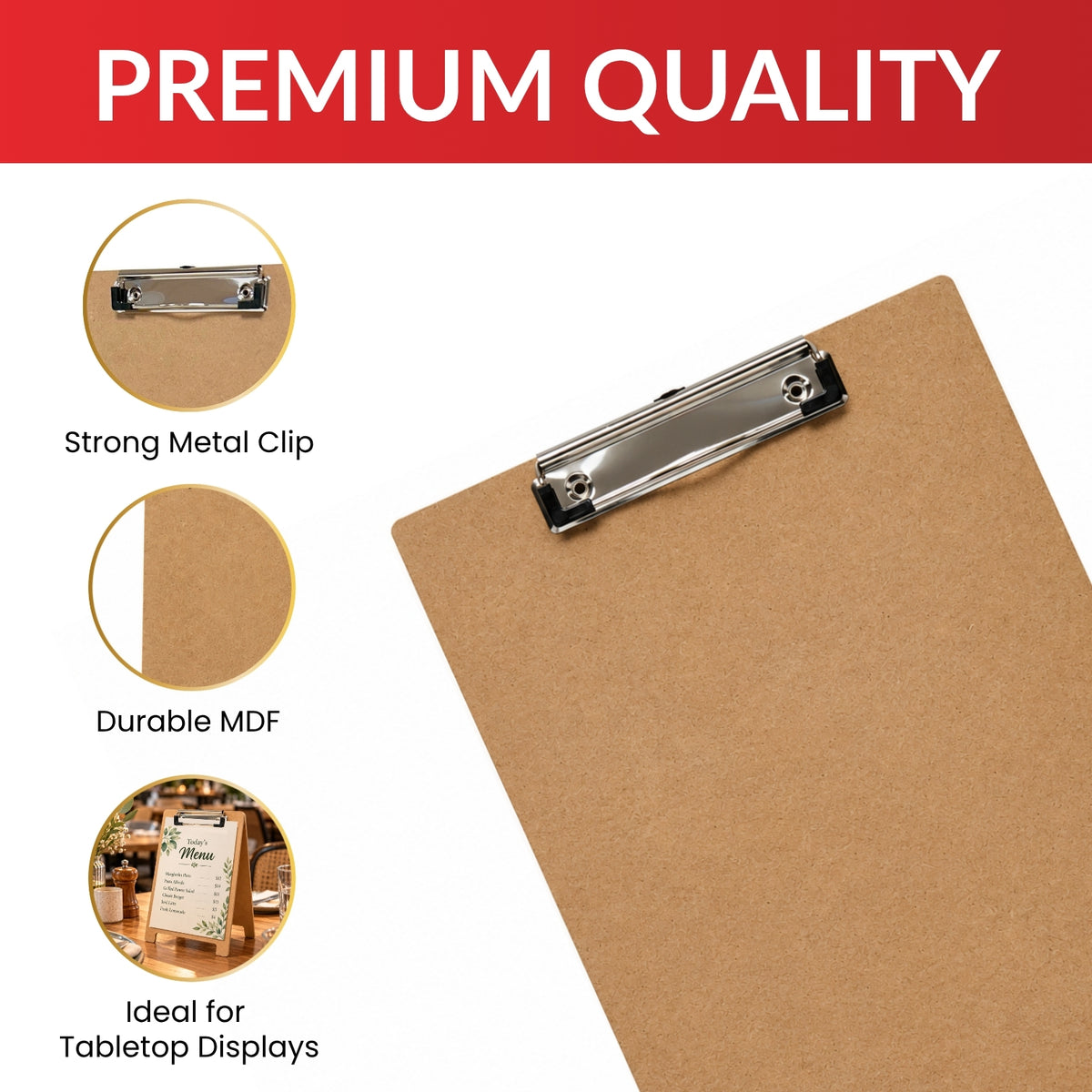 A4 5mm Thick Wooden Stand Folding Menu Clipboard