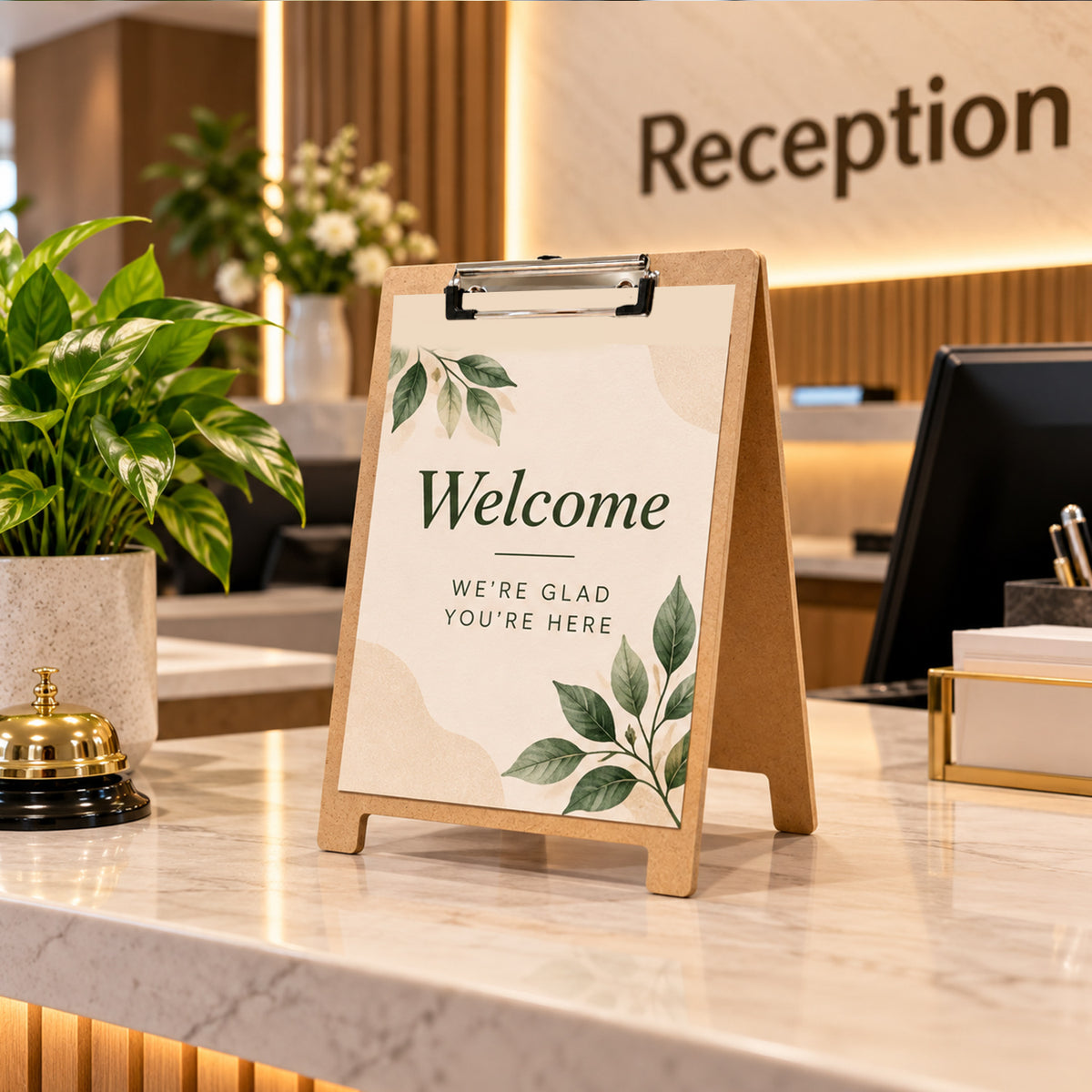 A4 5mm Thick Wooden Stand Folding Menu Clipboard