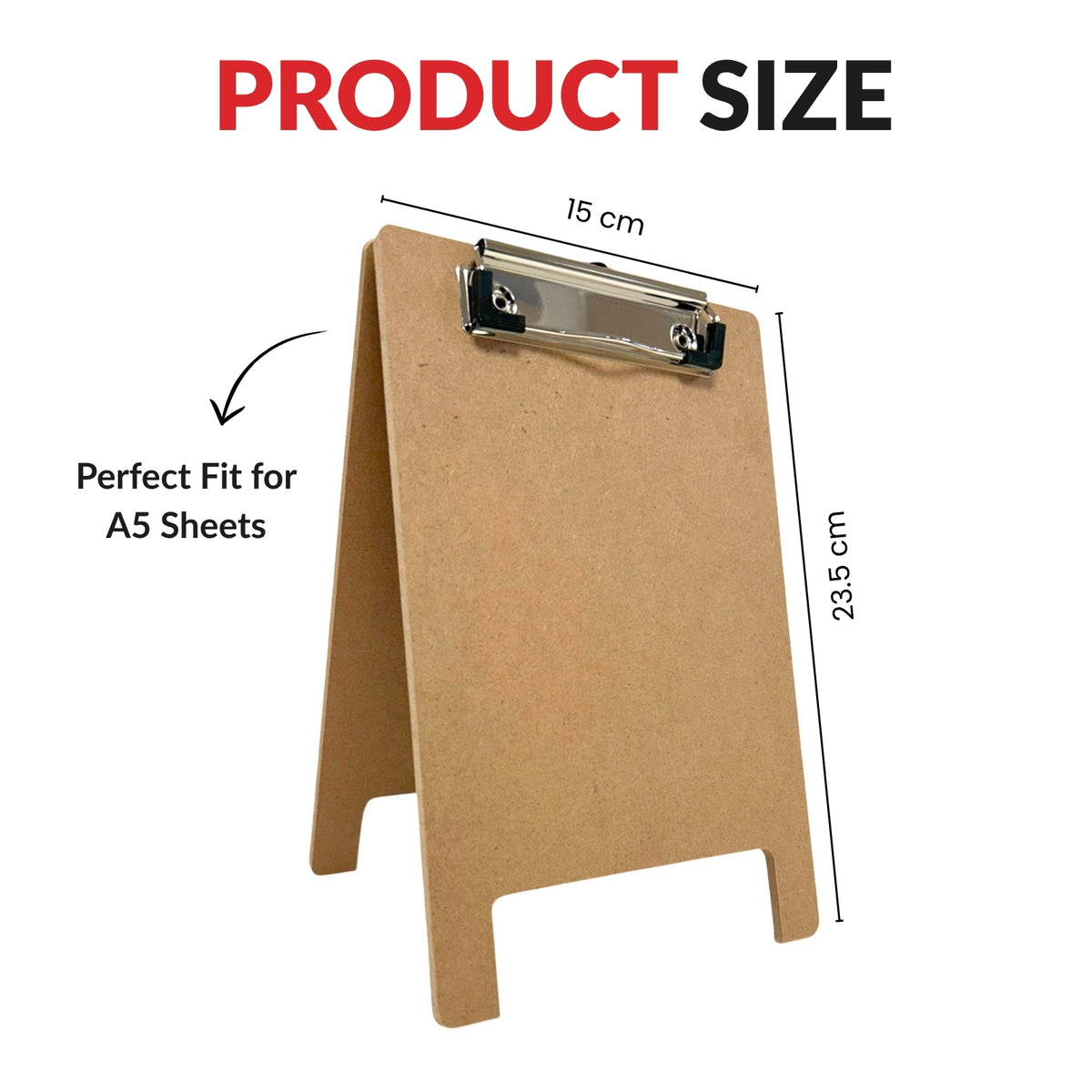 Pack of 12 A5 5mm Thick Wooden Stand Folding Menu Clipboards