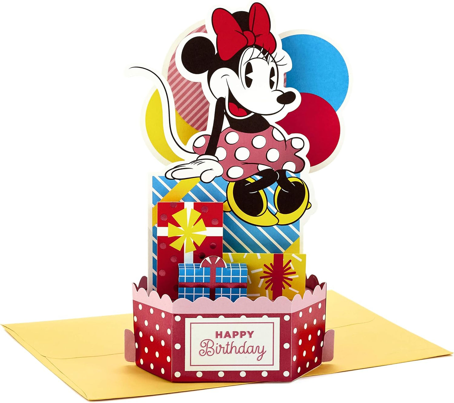 Disney Minnie Mouse with Gifts & Balloons 3D & Pop Up Birthday Card