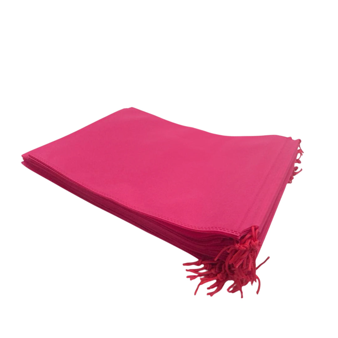 Pack of 50 Pink Coloured 32x22cm Non-Woven Drawstring Bags