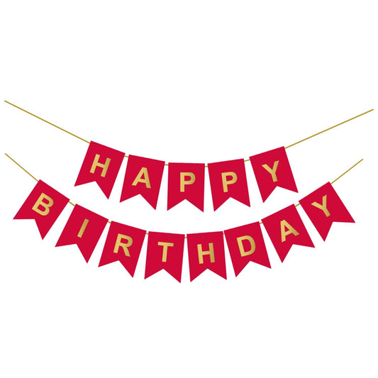Red Happy Birthday Party Banner