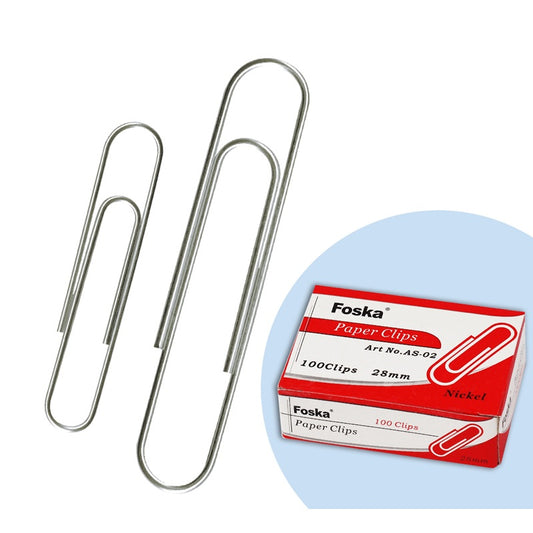 Bulk Pack of 500 78mm Nickel Silver Paper Clips