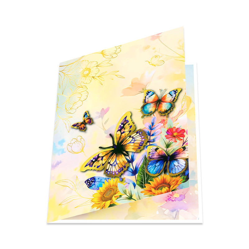 Wings of Sunshine Floral Butterfly 3D Pop Up Greeting Card - Birthday Mother Anniversary Valentine's Day