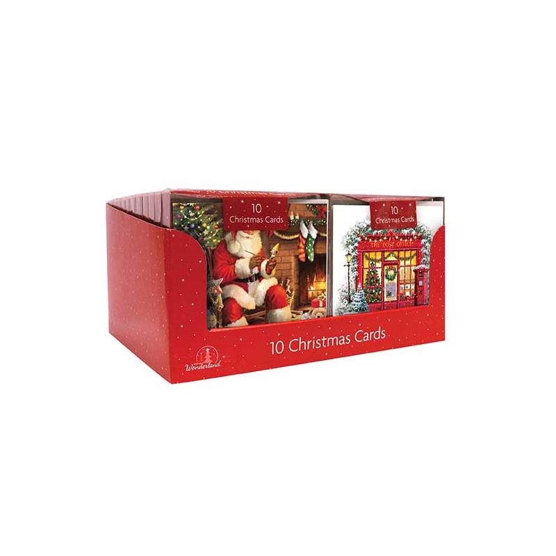 Pack of 10 Square Traditional Santa Christmas Cards