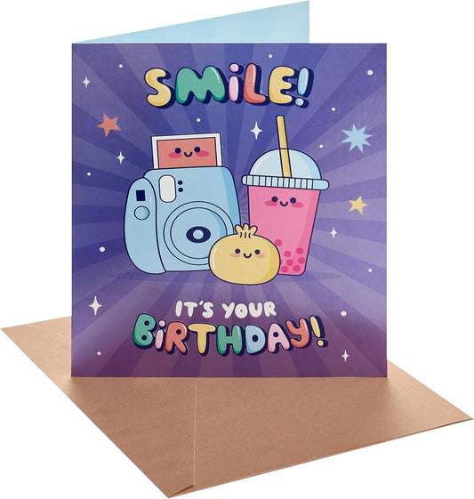 Kawaii Smile Fun Design Kid's Birthday Card