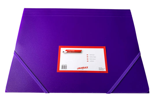 Janrax A4 Purple 3 Flap Folder with Elasticated Closure