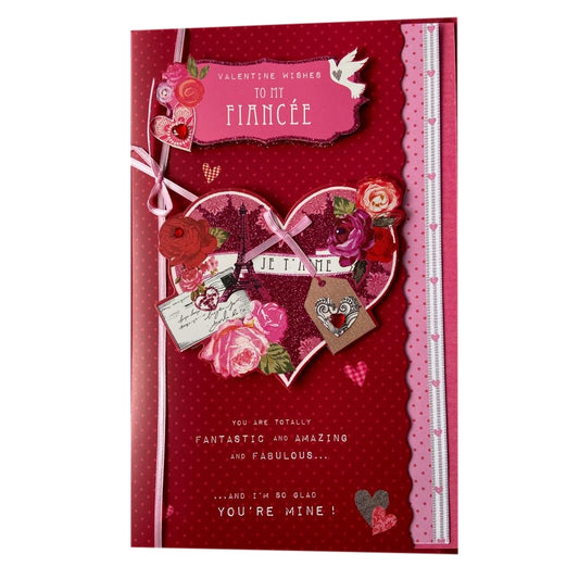 To My Fiance'e Hand made Luxurious Valentine's Day Card