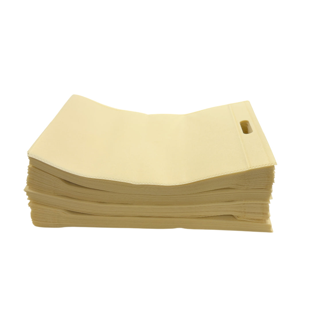 Pack of 100 Ivory Coloured 50x40cm Non-Woven Patch Handle Bags
