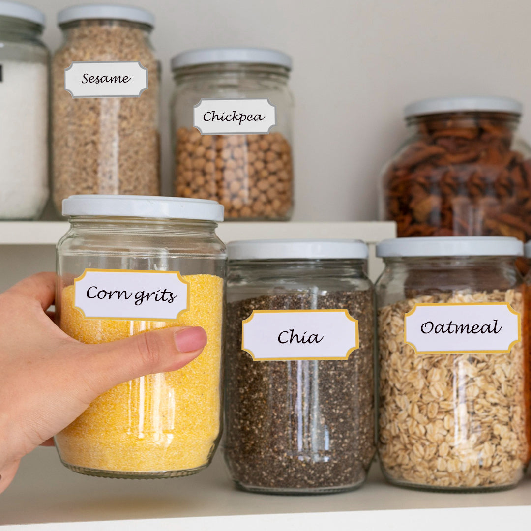 Pack of 252 Silver Border Printed 34x75mm Self-Adhesive Labels