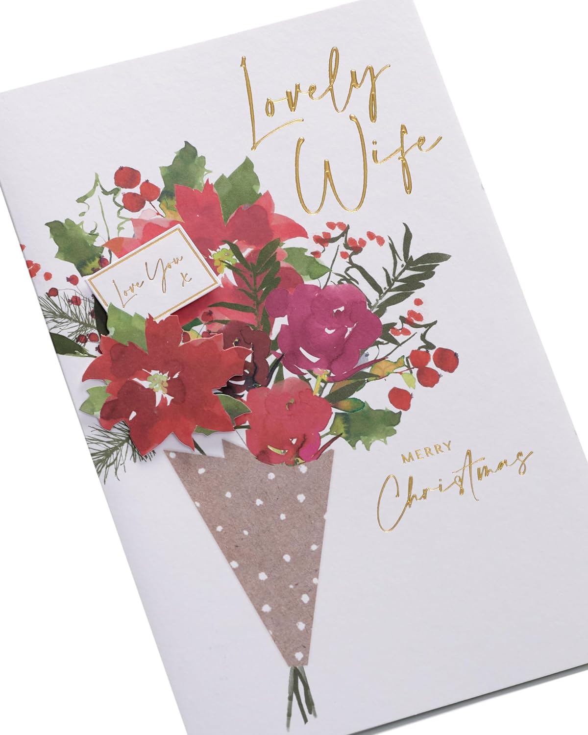 Wife Christmas Card Flower Bouquet Design 
