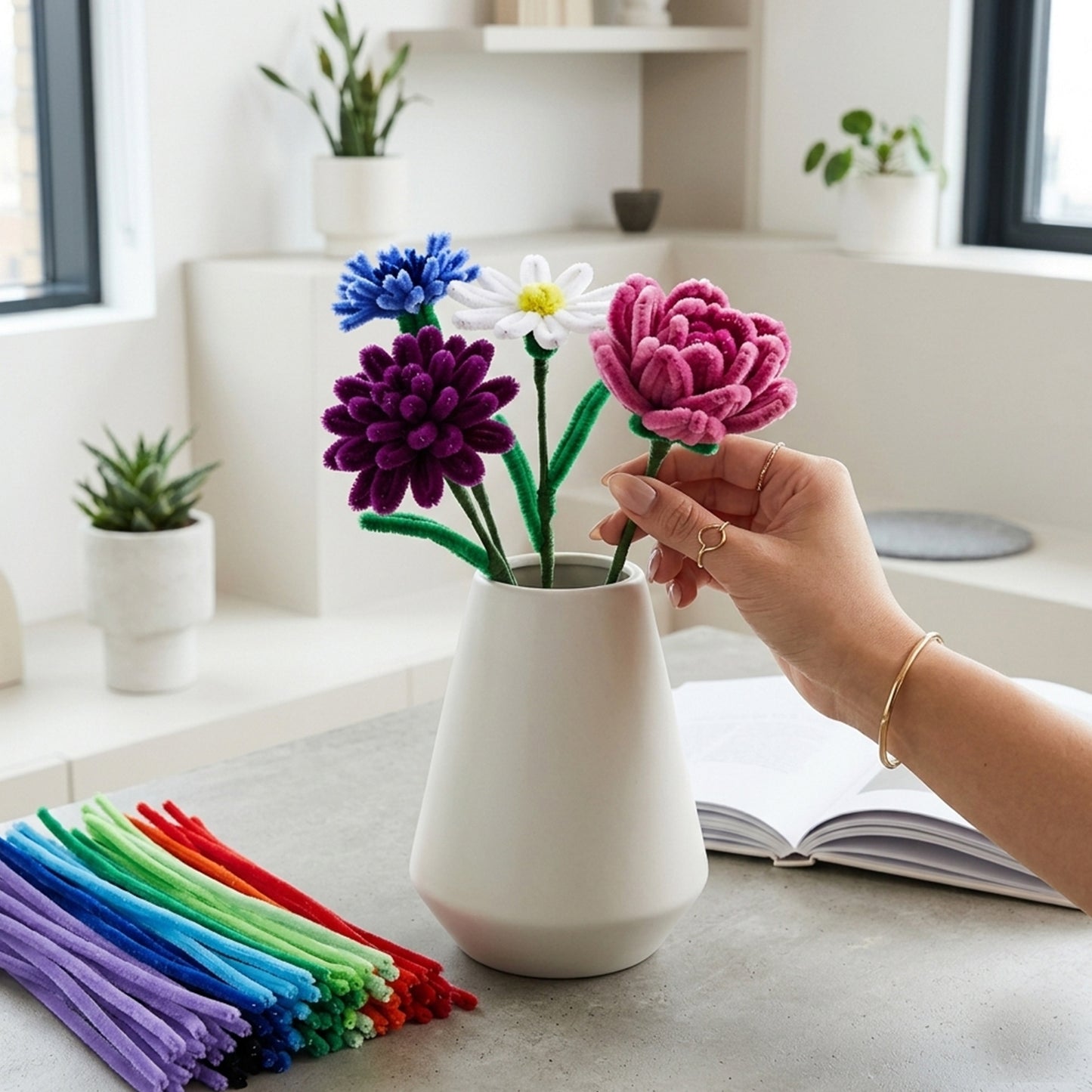 Pack of 50 Blue Coloured Pipe Cleaners 30cm x 6mm Craft Chenille Stems