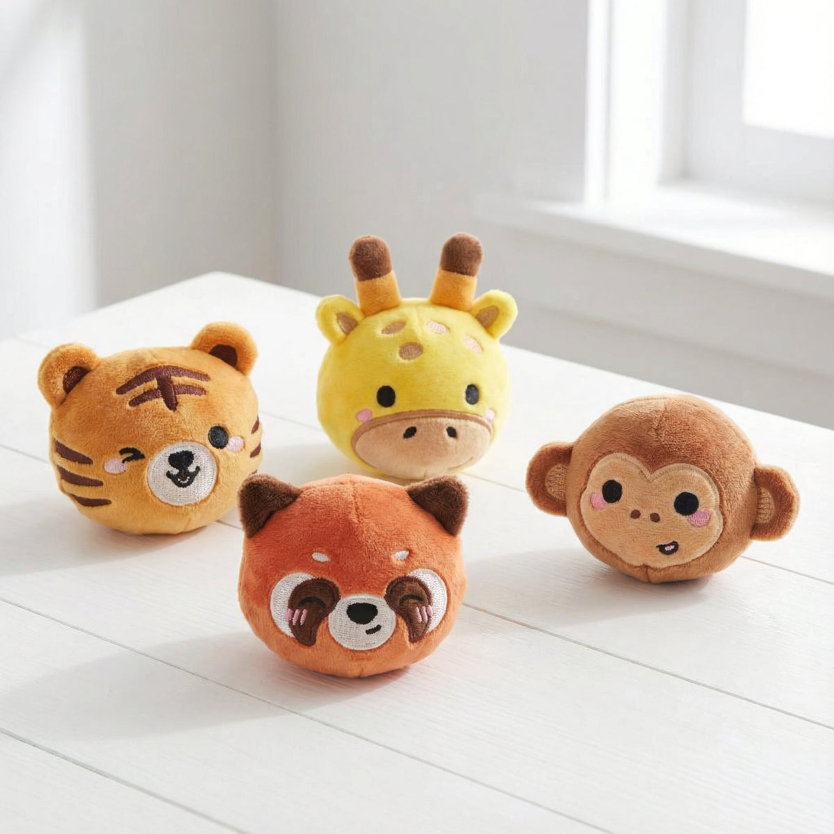 Pack of 4 Plush Jungle Animal Bouncers - Party Favours Stocking Fillers