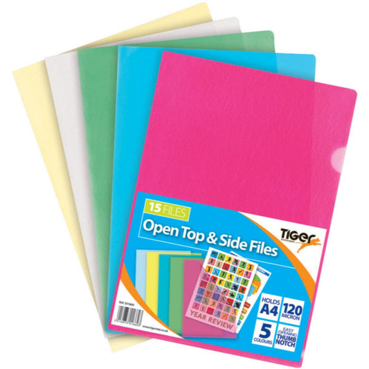 Pack of 15 A4 Open Top & Side Assorted Files