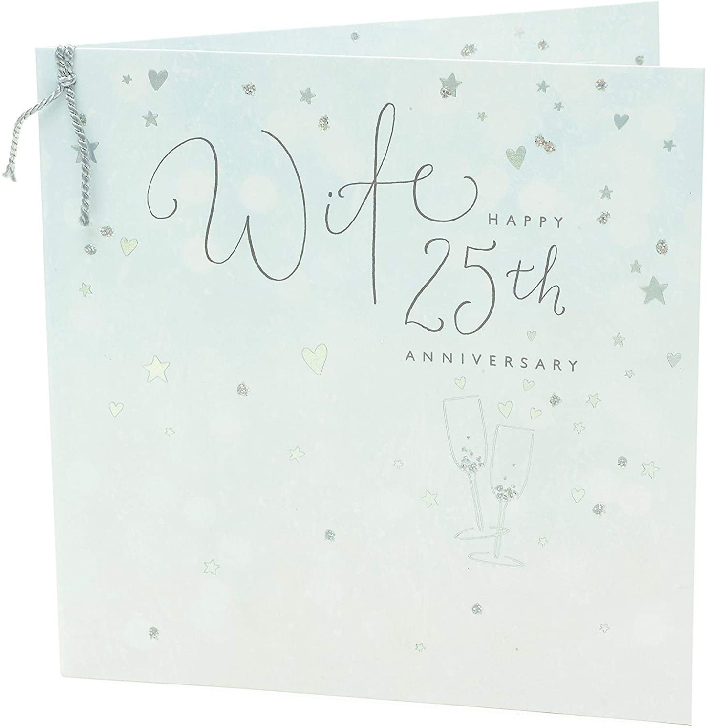 For Wife Sparkaling Hearts And Stars Design 25th Anniversary Card 