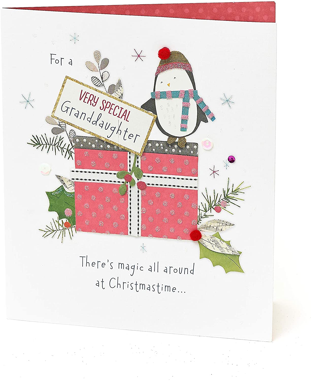 Granddaughter Penguins Hand Finished Christmas Card