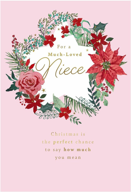 Floral Wreath Design Niece Christmas Card
