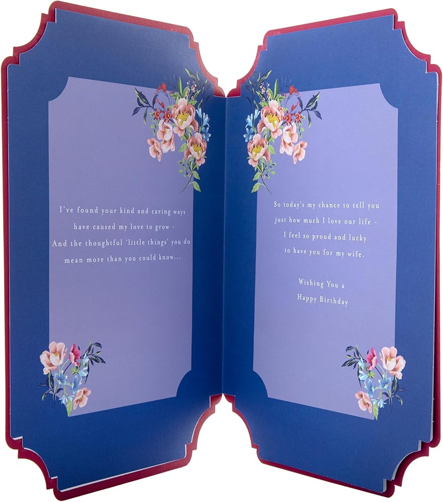 Pink Traditional Floral Design with Heartfelt Verse Wife Birthday Card