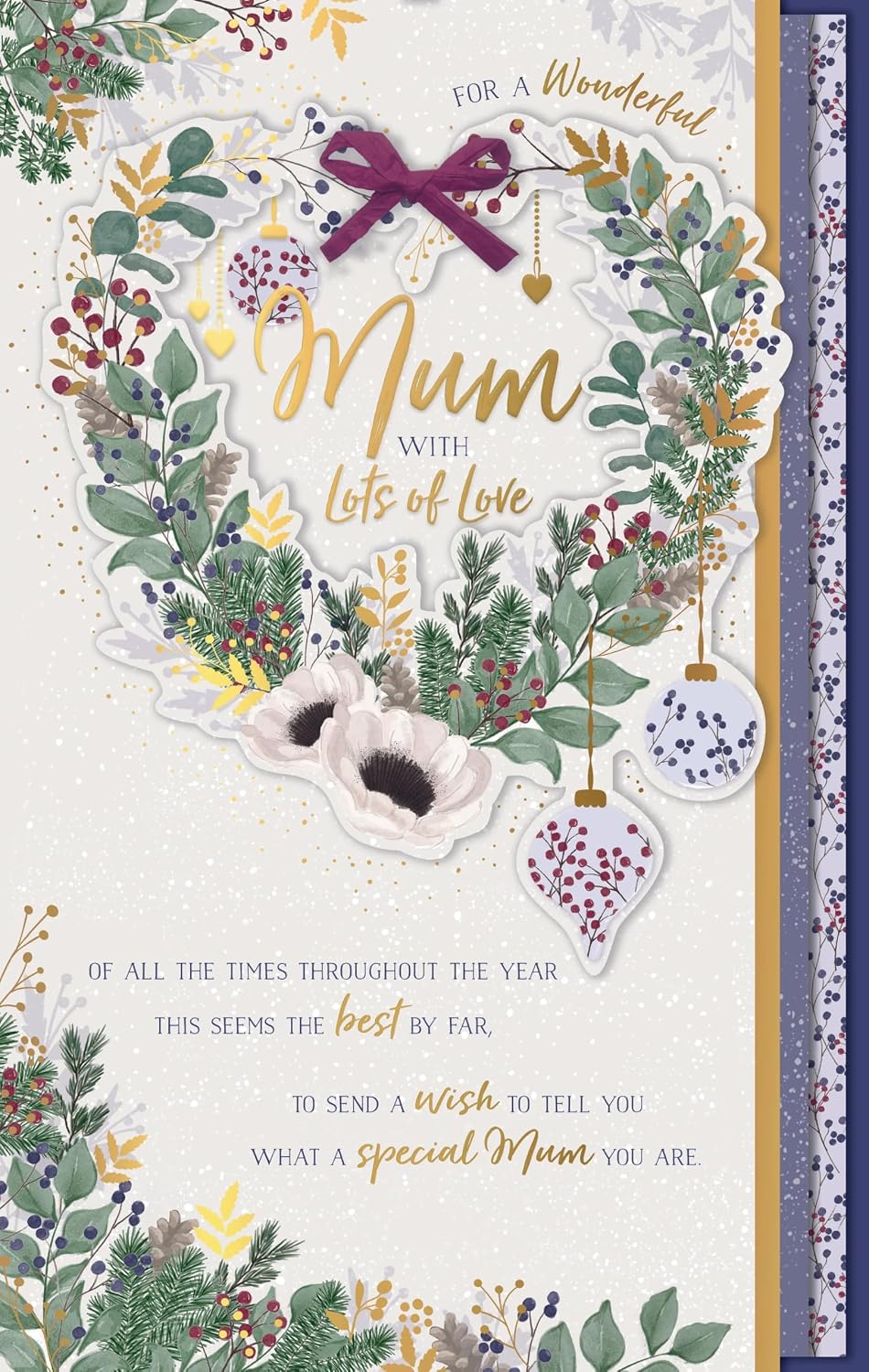 Heart Wreath Design Luxury Handmade Die Cut Mum Christmas Card