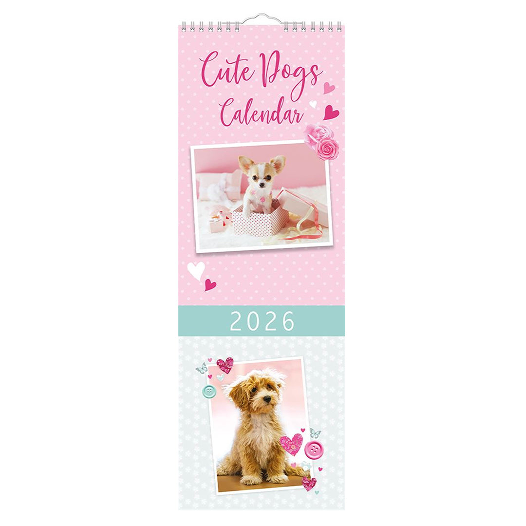 Slim Month To View Calendar 2026 – Photographic Dogs – 143mm x 417mm