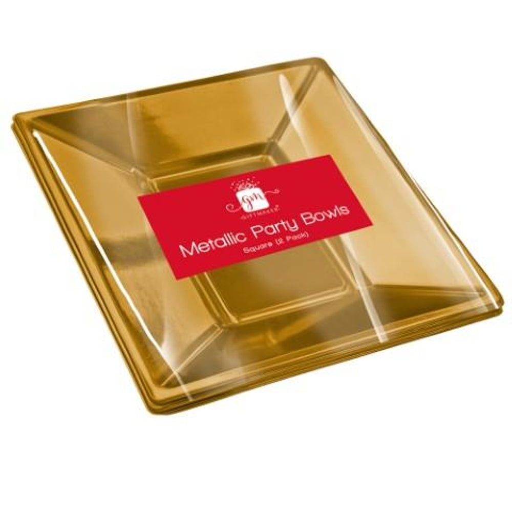 Pack of 2 Christmas Metallic Gold Sqaure Bowls