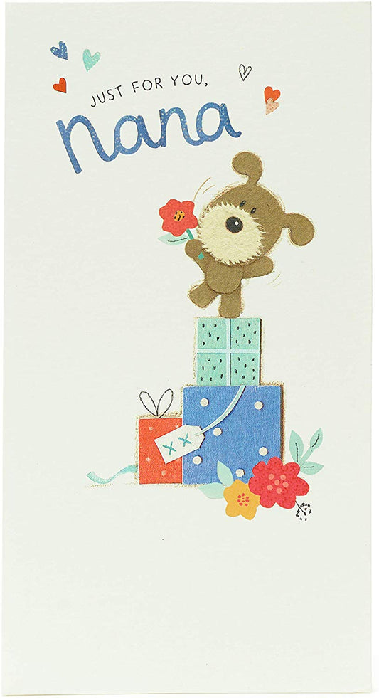 Nana Birthday Card Cute Puppy With Flower
