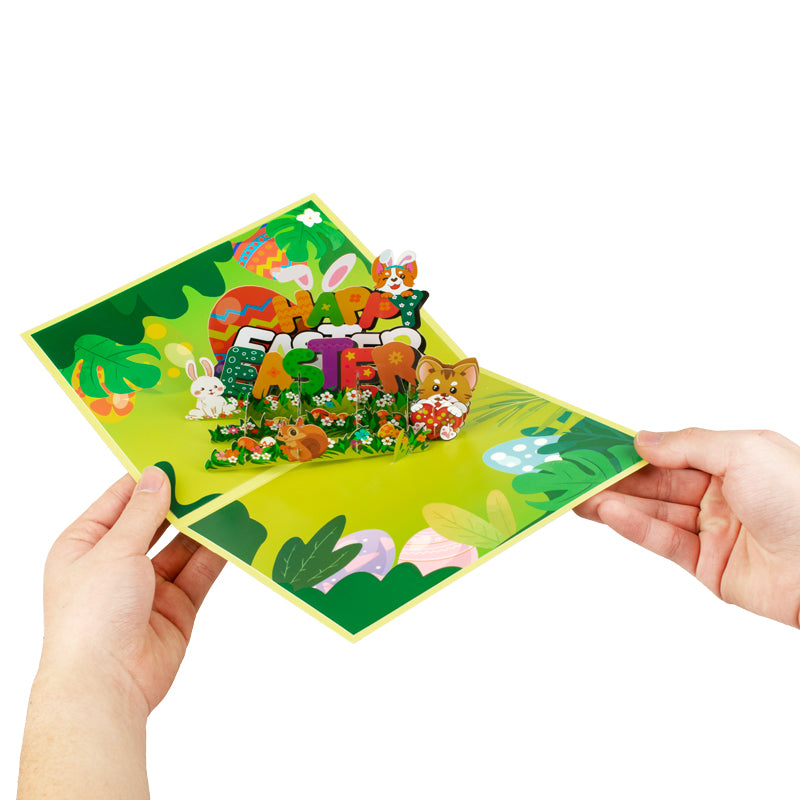 Animal Party Springtime Cheer Celebration 3D Pop Up Easter Card