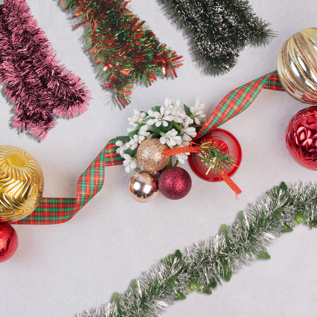 Pack of 6 2m Christmas Chunky Tinsel - Pale Blue