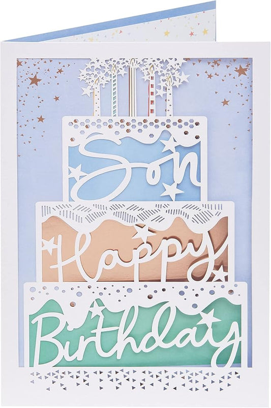 Laser Cut Cake Design Son Birthday Card