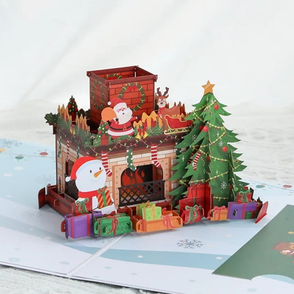 Jolly Santa & Fireplace Wonderland 3D Pop Up Christmas Card