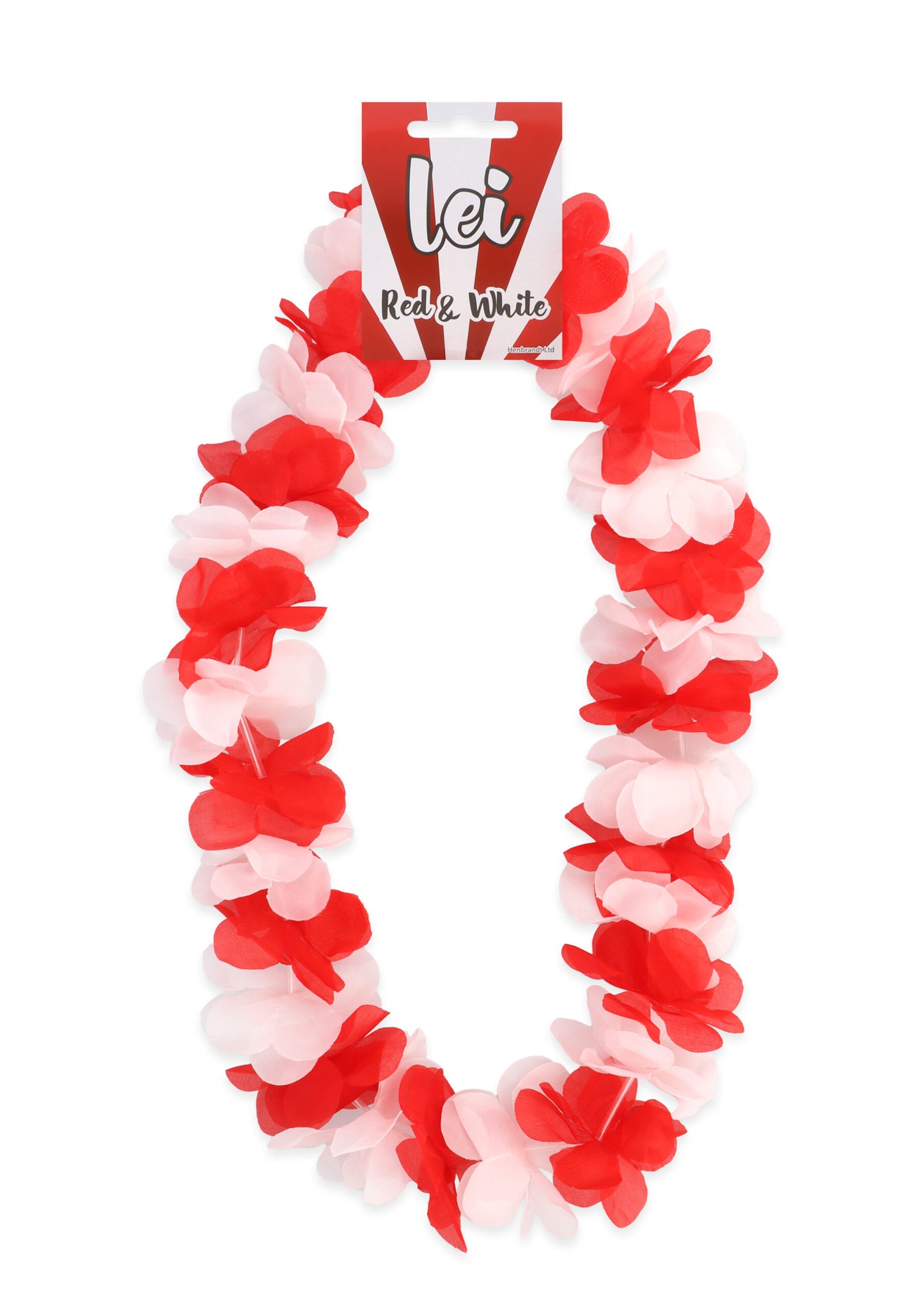 Pack of 6 Red and White Hula Lei (100cm) - Tropical Party Accessory for Festivals Fancy Dress Summer Beach Celebrations