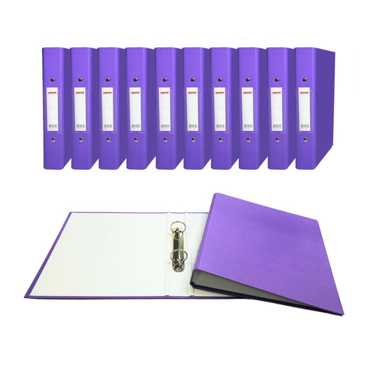 Pack of 10 A5 Purple Paper Over Board Ring Binders by Janrax