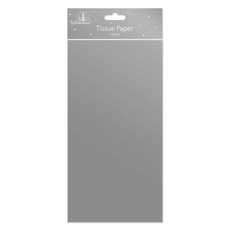 Pack of 8 Sheets Christmas Silver Metallic Tissue Paper