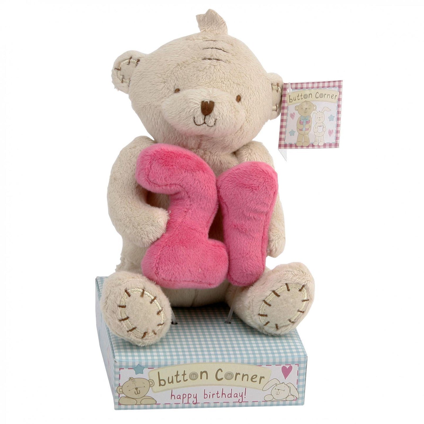 Button Corner Bear Holding Number "21"