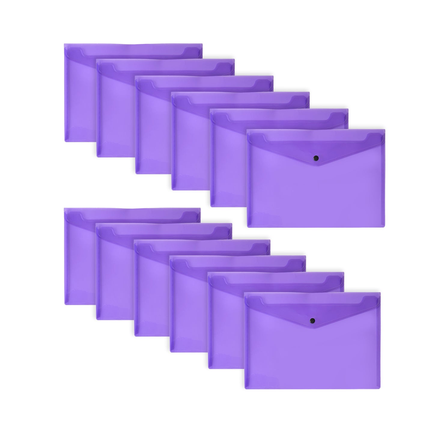 Pack of 12 Janrax A4 Purple Document Wallets - Button Stud Folder