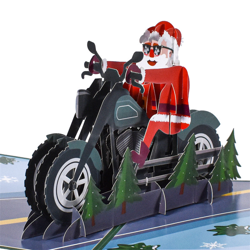 Fast & Festive Santa’s Motorcycle 3D Pop Up Christmas Card