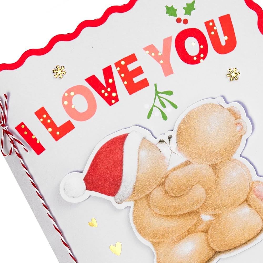 Forever Friends Mistletoe Kiss Design Luxury Boxed One I Love Christmas Card