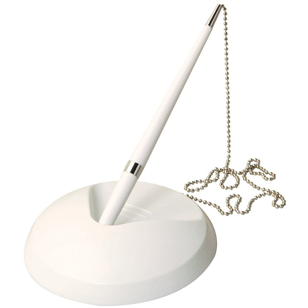 White Reception Counter Pen on Chain