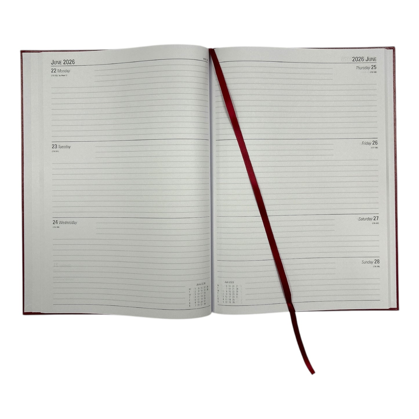 Janrax 2026 A4 Week To View Burgundy Desk Diary