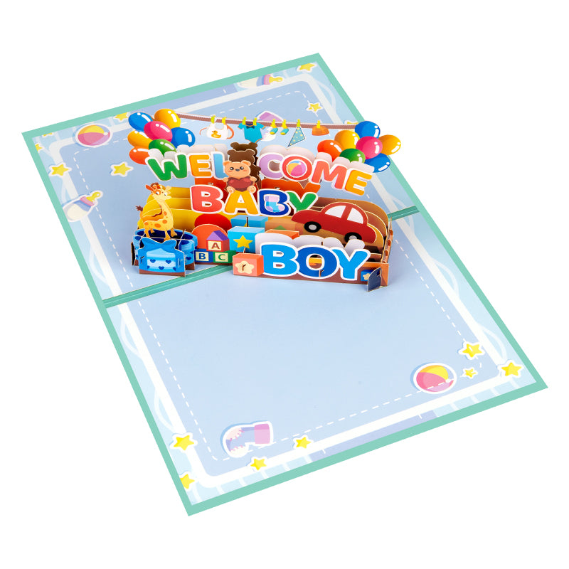 Bundle of Joy Welcome Baby Boy 3D Pop Up Greeting Card