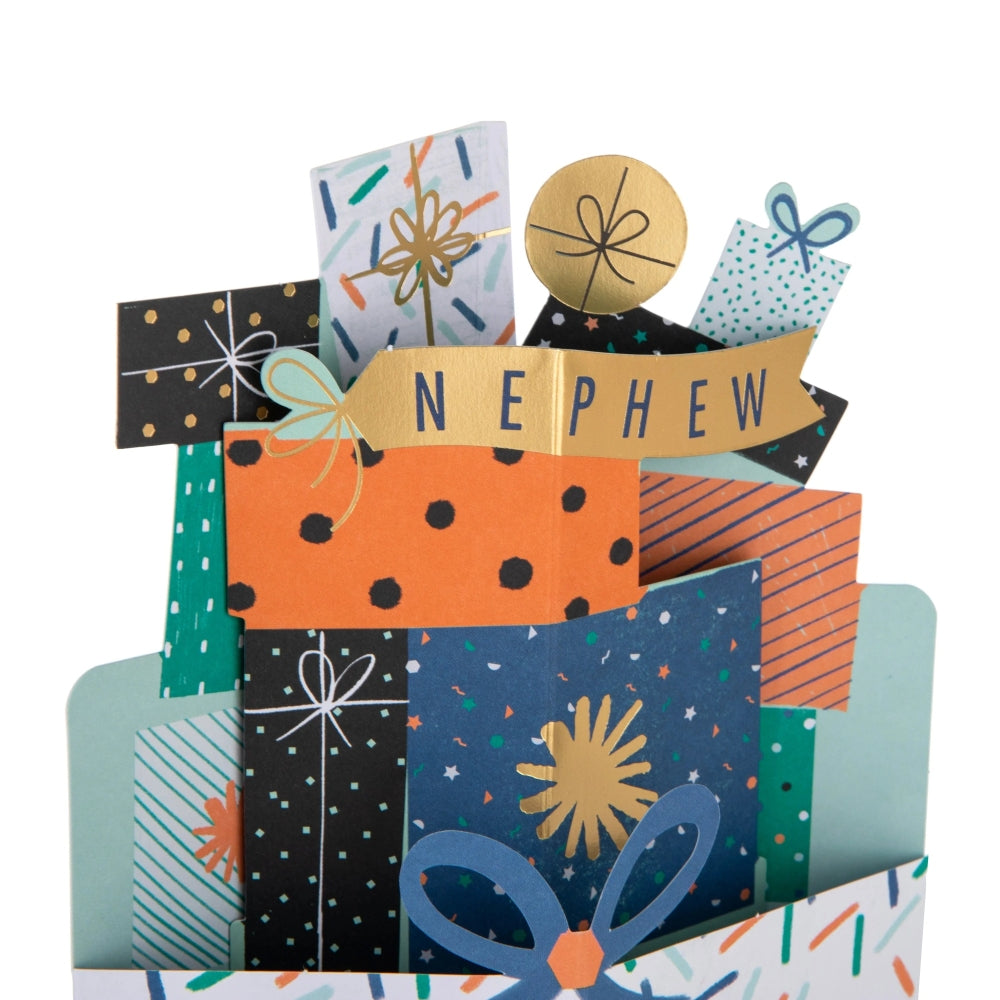 3D Pile of Presents Design Nephew Birthday Card