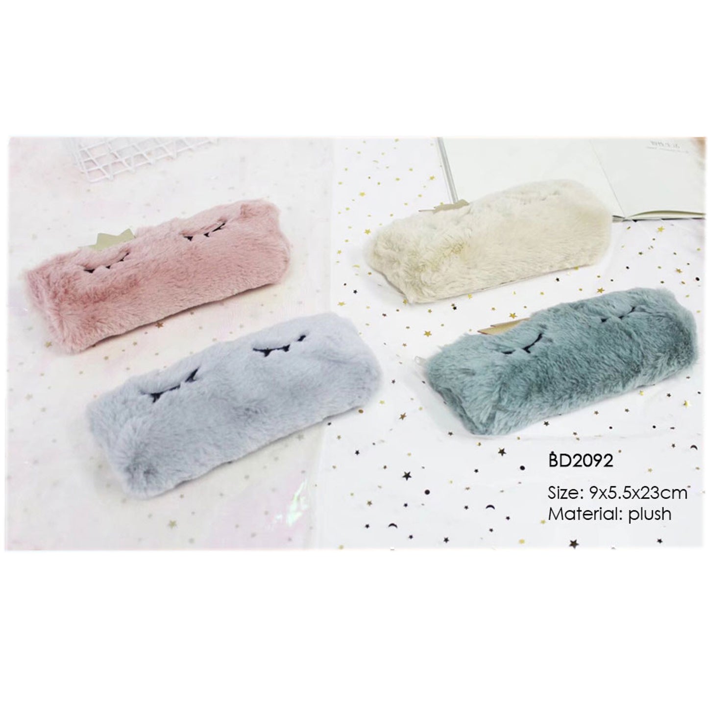 Single Crown Sleeping‑Face Plush Pencil Case