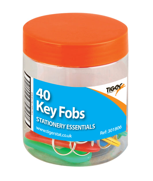 Tub of 40 Assorted Coloured Key Fobs