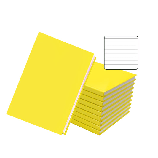 Pack of 10 A5 160 Pages 8mm Ruled Yellow Casebound Notebooks